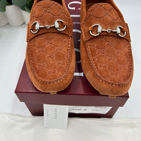 Men’s Gucci horse bit suede GG loafers size 9 fits 10 US made in Italy main image 7